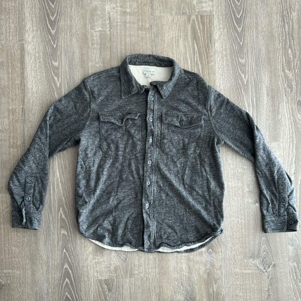 J. Crew Gray Thermal Lined Waffle Knit Long Sleeve Buttoned Down